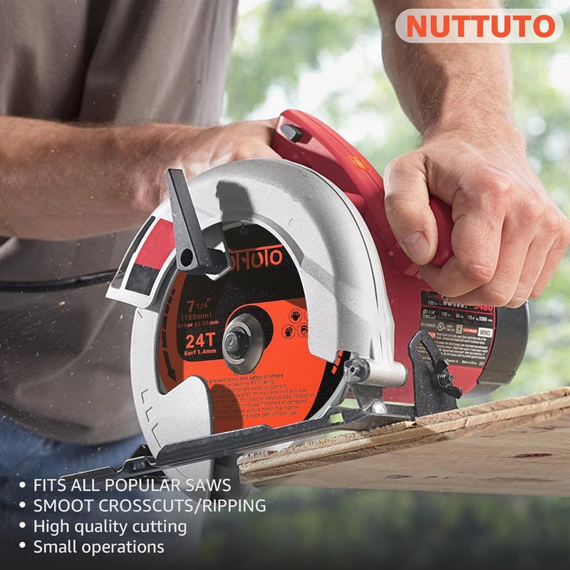 NUTTUTO 3 Pack 7-1/4 Inch 24T&40T&60T Circular Saw Blade, Saw Blade Arbor Size 5/8-inch, TCT ATB for Cutting Wood, Plastic, PVC, Acrylic,by - Image 4